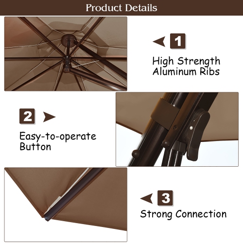 Costway 11FT Outdoor Cantilever Offset Hanging Umbrella w/ Base Wheel