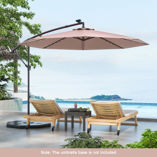 Costway 10 Ft Patio Solar LED Offset Umbrella 40 Lights Crank Cross Base