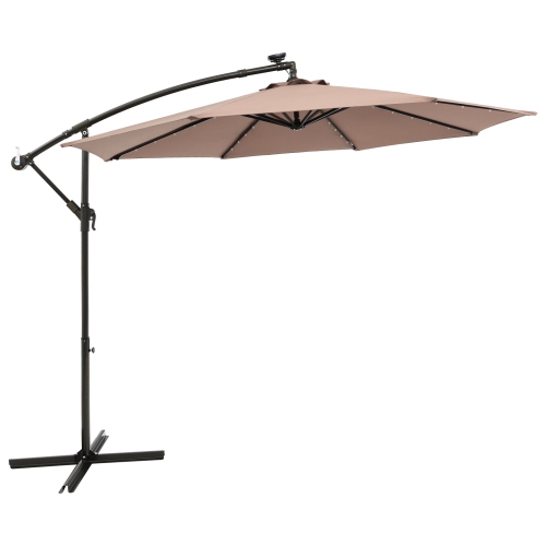 Costway 10 Ft Patio Solar LED Offset Umbrella 40 Lights Crank Cross Base