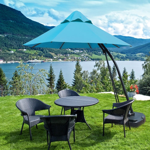 Costway 11FT Outdoor Cantilever Offset Hanging Umbrella w/ Base Wheel