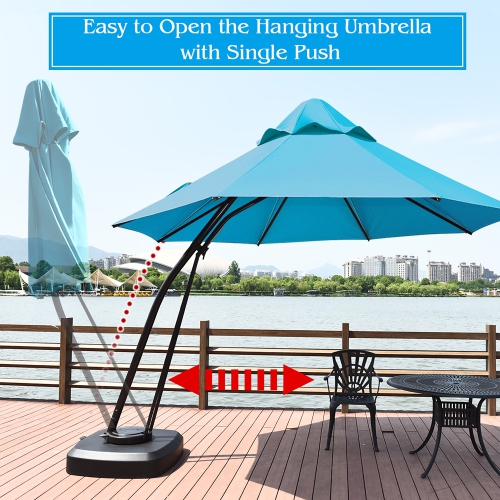 Costway 11FT Outdoor Cantilever Offset Hanging Umbrella w/ Base Wheel