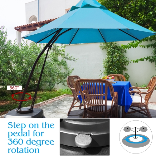 Costway 11FT Outdoor Cantilever Offset Hanging Umbrella w/ Base Wheel