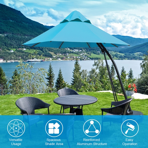 Costway 11FT Outdoor Cantilever Offset Hanging Umbrella w/ Base Wheel