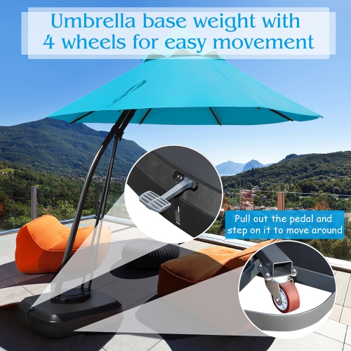 Costway 11FT Outdoor Cantilever Offset Hanging Umbrella w/ Base Wheel