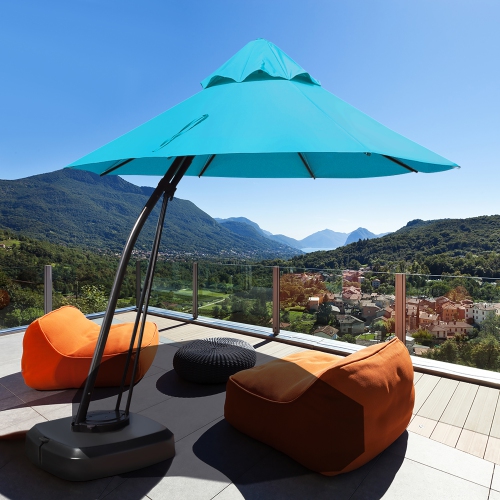 Costway 11FT Outdoor Cantilever Offset Hanging Umbrella w/ Base Wheel