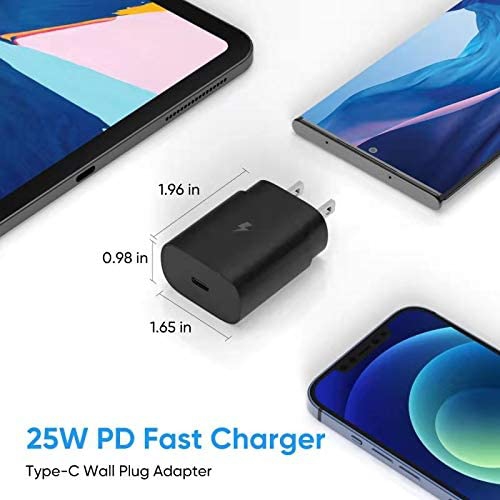 (CABLESHARK) Samsung Compatible USB-C Super Fast Charging Wall Charger-25W  PD with Type-C Cable(5ft) for Samsung Galaxy S21/S21+/S21