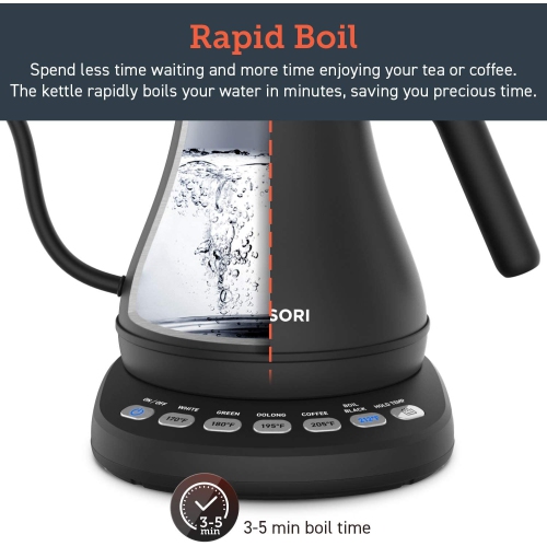 COSORI CO108-NK Electric Gooseneck 5 Variable Presets Pour Over Kettle & Coffee Kettle - 0.8L