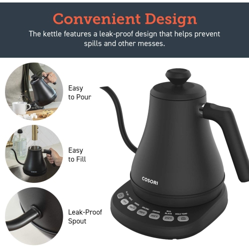 COSORI CO108-NK Electric Gooseneck 5 Variable Presets Pour Over Kettle & Coffee Kettle - 0.8L