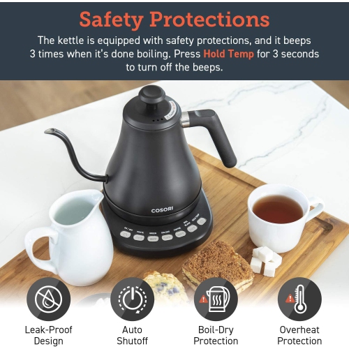 COSORI CO108-NK Electric Gooseneck 5 Variable Presets Pour Over Kettle & Coffee Kettle - 0.8L