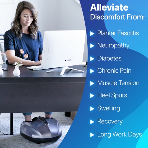 Appareil de massage shiatsu pour les pieds avec pétrissage et chaleur commutable - Argenté