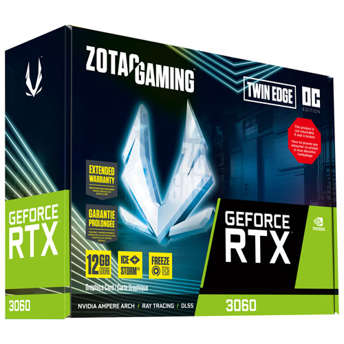 Carte graphique NVIDIA GeForce RTX 3060 Twin Edge OC de ZOTAC avec mémoire GDDR6 de 12 Go