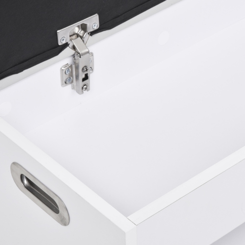 HOMCOM Shoe Bench, Entryway Bench with Padded Cushion PU Cover Hidden Storage for Hallway Living Room Bedroom, White