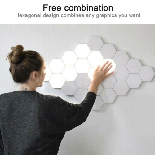ISTAR Hexagon Wall Lights Touch Control Gaming Lights, DIY Creative Geometry Led Lights Panel with AC Adapter for Gaming Setup & Home Office Hotel