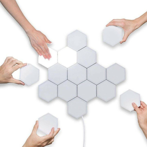 ISTAR Hexagon Wall Lights Touch Control Gaming Lights, DIY Creative Geometry Led Lights Panel with AC Adapter for Gaming Setup & Home Office Hotel