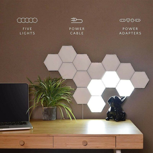 ISTAR Hexagon Wall Lights Touch Control Gaming Lights, DIY Creative Geometry Led Lights Panel with AC Adapter for Gaming Setup & Home Office Hotel