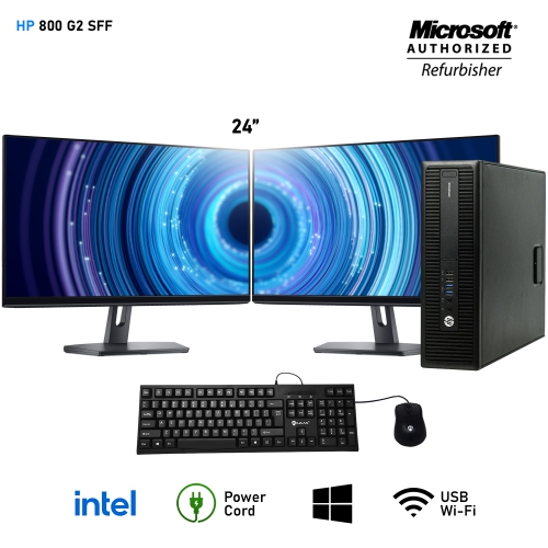Refurbished - HP EliteDesk 800 G2 SFF High performance Business PC Desktop Dual(2) 24" Monitor Intel Core i5 6500@3.2GHz 32GB DDR4 RAM 1TB SSD Win