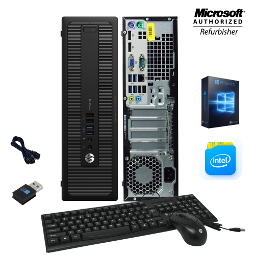 Refurbished - HP EliteDesk 800 G2 SFF Desktop Computer with 24 inch Monitor Intel Core i5 6500@3.2GHz 32GB DDR4 RAM 1TB SSD Windows 10 Home Keyboard