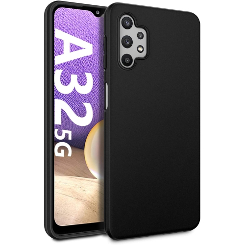 CC  Topsave Soft Gel Rubber Matt Back Tpu W/glossy Bumper Case for Samsung Galaxy A32 5G 6.5" In Black