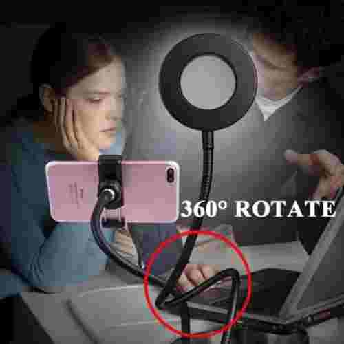 IMGadgets Desk Clip USB Ring Light | Lazy Bracket Cell Phone Holder, Selfie Ring Light for Live Stream, Flexible Long Arms Gooseneck Mount, Clamp