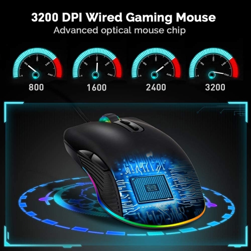 SAMA Ergonomic gaming mouse, USB wired RGB with 4 backlight modes