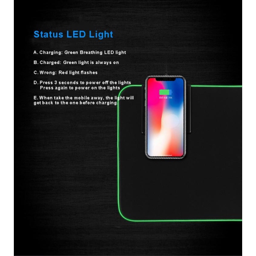 SAMA High quality extended large gaming mouse pads led RGB with 10w wireless charger