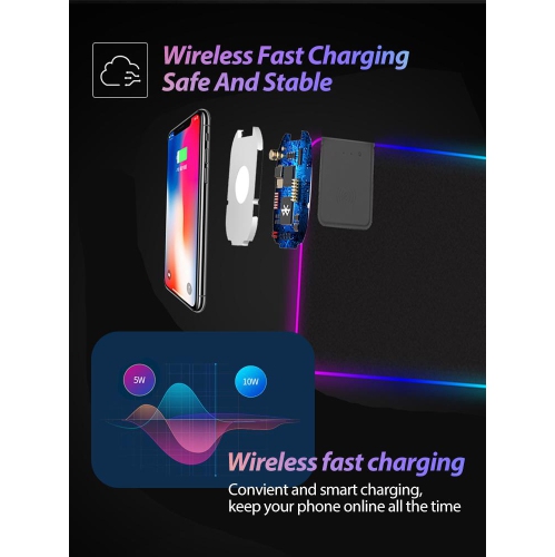 SAMA High quality extended large gaming mouse pads led RGB with 10w wireless charger