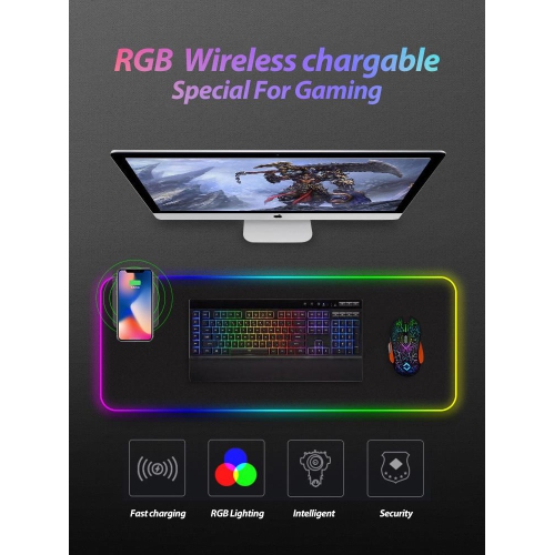 SAMA High quality extended large gaming mouse pads led RGB with 10w wireless charger