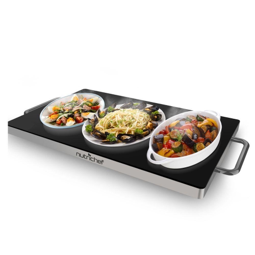 NutriChef Electric Warming Tray / Food Warmer with Non-Stick Heat-Resistant Glass Plate (PKWTR45)