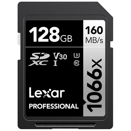 Carte mémoire SDXC UHS-I Professional 1066x 160 Mo/s 128 Go de Lexar