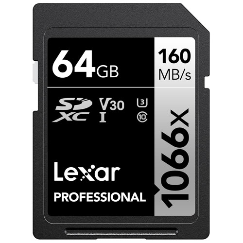 Carte mémoire SDXC UHS-I Professional 1066x 160 Mo/s 64 Go de Lexar
