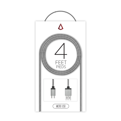 LBT 4 ft Micro USB Braided Cable - Black/White