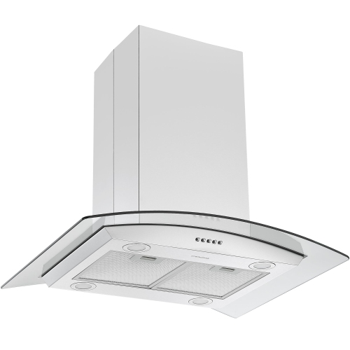 Ancona 30" 440 CFM Convertible Island Mount Glass Canopy Range Hood in Stainless Steel