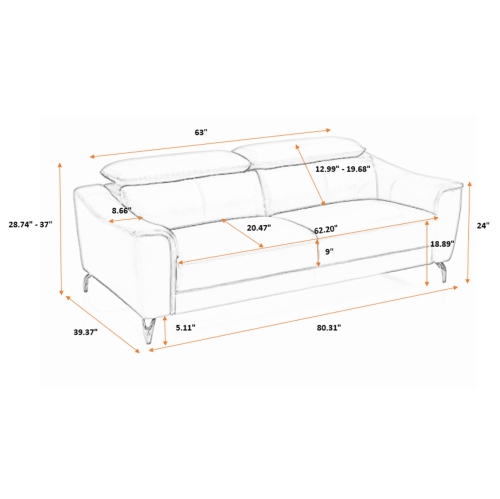 ViscoLogic LANCASTER Living Room Fabric Sofa