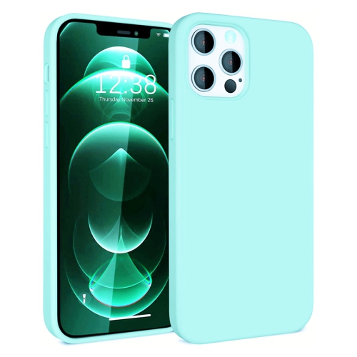 Image 1 de 4.. 【CSmart】 Étui Coque arrière en caoutchouc de gel de silicone liquide souple Premium Silm pour iPhone 12 / 12 Pro, Bleu sarcelle