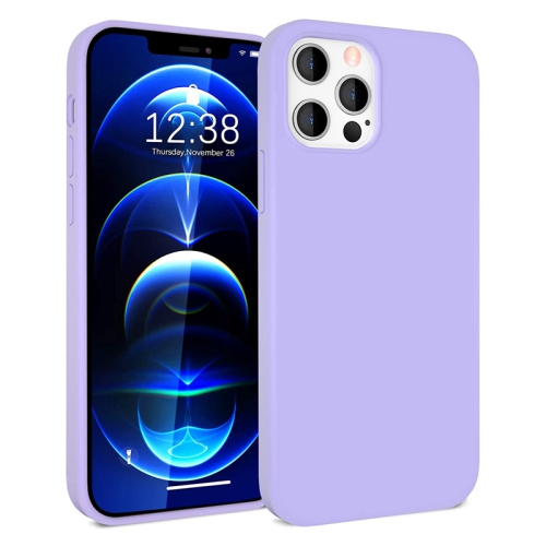 Image 1 de 4.. Siège à dos en caoutchouc de silicone souple et souple pour iPhone 12/12 Pro violet pâle