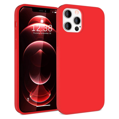 【CSmart】 Étui Coque arrière en caoutchouc de gel de silicone liquide souple Premium Silm pour iPhone 12 / 12 Pro, Rouge
