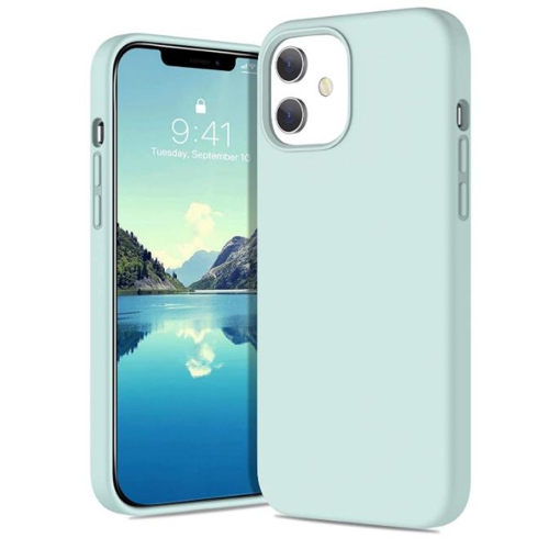 【CSmart】 Étui Coque arrière en caoutchouc de gel de silicone liquide souple Premium Silm pour iPhone 12 Mini, Bleu sarcelle