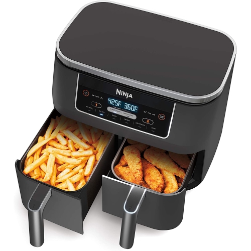 Ninja® DZ201 Foodi 6-en-1 fritteuse à air chaud à 2 paniers de 8 pintes avec technologie DualZone, gris