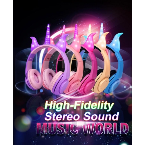 SAMA Kids light up cat ear Headset 3.5mm , Pink