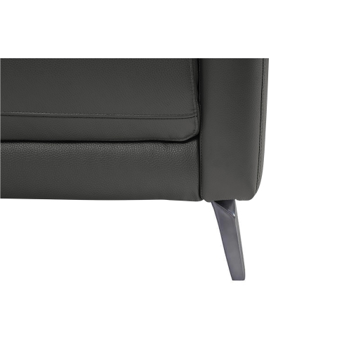 Valencia Andria Modern Right Hand Facing Chaise Top Grain Leather Reclining Sectional Sofa, Adjustable Headrest, Grey