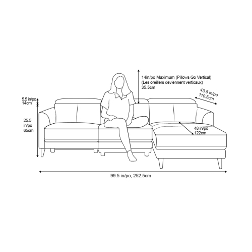 Valencia Andria Modern Right Hand Facing Chaise Top Grain Leather Reclining Sectional Sofa, Adjustable Headrest, Grey