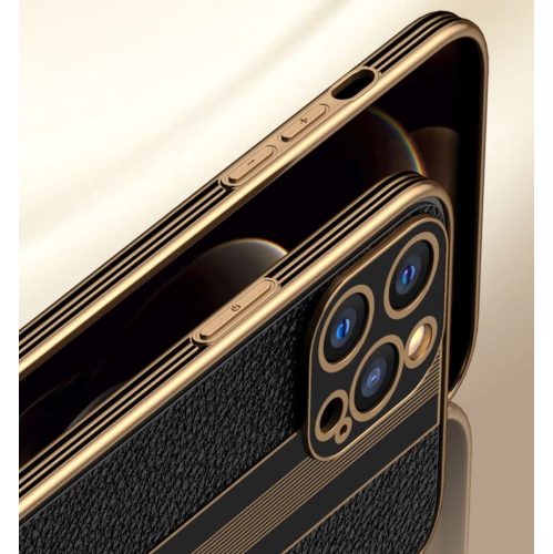 Étui luxe souple silicone antichoc arrière cuir polyuréthane pour iPhone 12/12 Pro