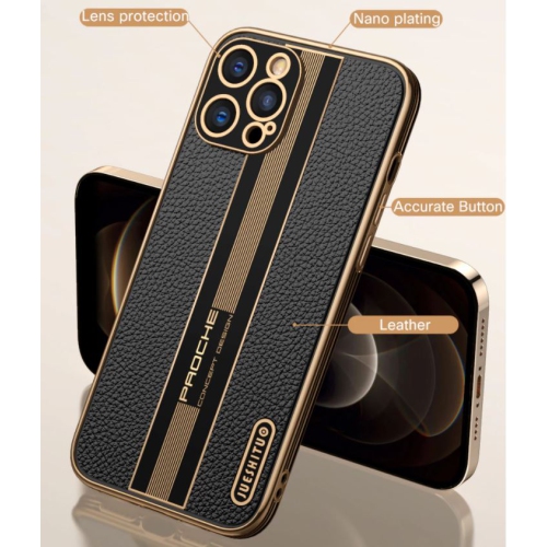 Étui luxe souple silicone antichoc arrière cuir polyuréthane pour iPhone 12/12 Pro