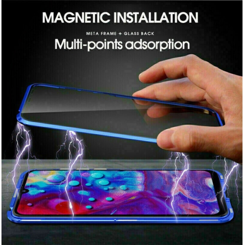 Magnétique Coque Métallique pour SAMSUNG S21 Coque Intégrale Double Face 360 Protection en Verre Trempé avec Cadre Métallique