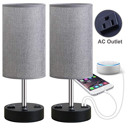 Focondot Table Lamp Bedside Nightstand Lamps With Dual Usb Charging Ports And One Ac Outlet Usb Lamp Set Of 2 Open Box Best Buy Canada