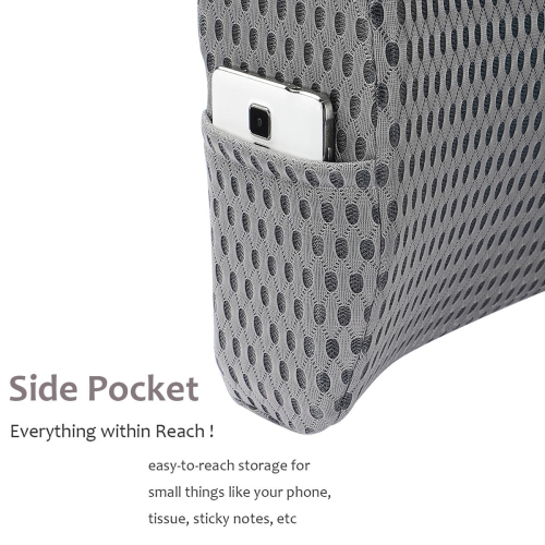 Cool Gel Memory Foam Lumbar Support Pillow, Black(310 x 360 x 120mm) used for Car Seat, Chair, Home, Seat - Moustache®-Gray