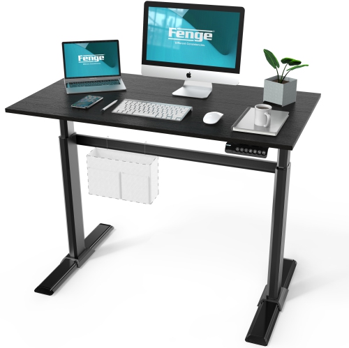FENGE Electric Standing Desk with 4 Memory Presets, 43x24'' Full Adjustable Sit Stand Desk, Home Office Computer Workstation, Ultra-Quiet Motor, Blac
