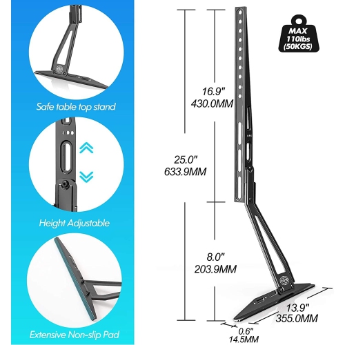 FITUEYES TV Leg for 32 to 60 inch Flat Screen TV Stand Base on Table , MAX VESA 600x400mm