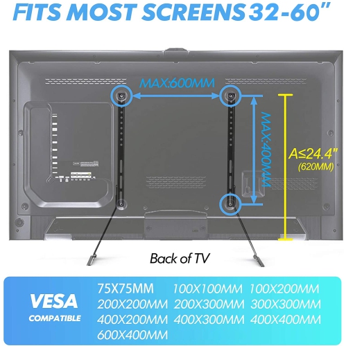 FITUEYES TV Leg for 32 to 60 inch Flat Screen TV Stand Base on Table , MAX VESA 600x400mm