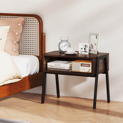 Gymax 2PCS Stackable End Table Night Stand Bedside Table Shelf Accent Table